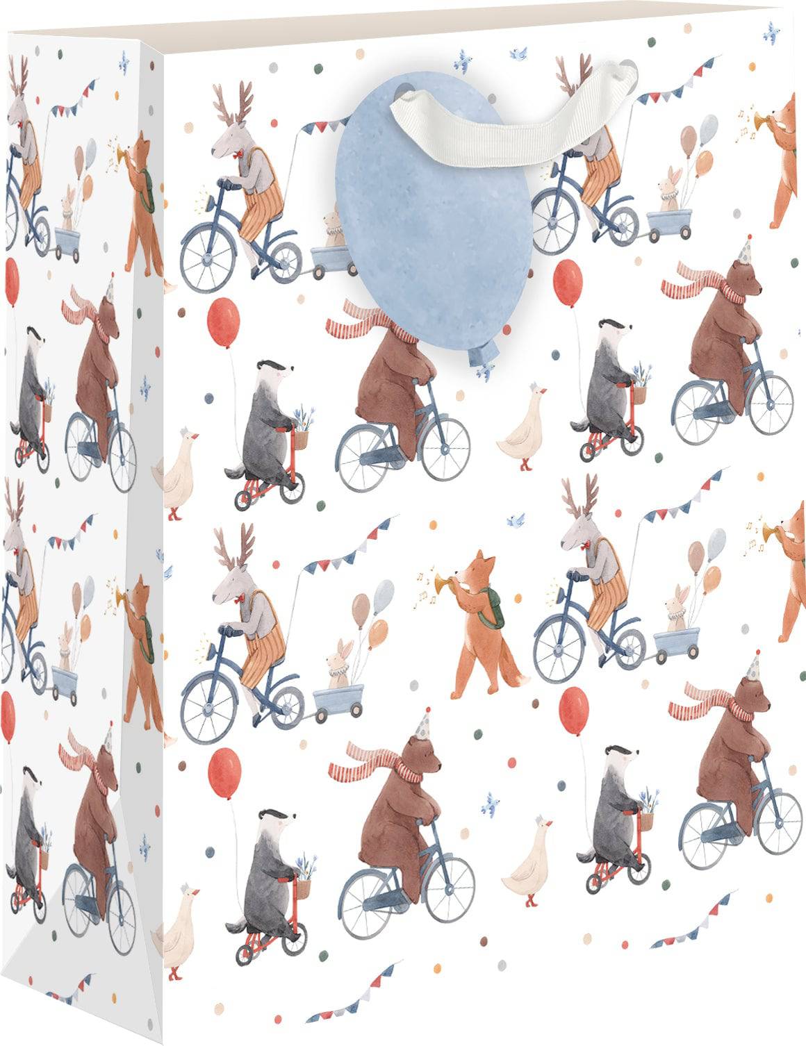 Medium Pictura gift bags featuring colorful animal designs with handles, ideal for gift packaging.